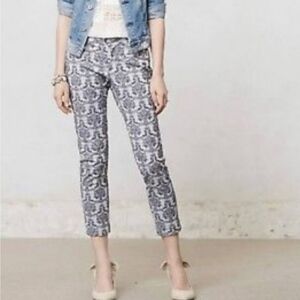 Anthropologie Cartonnier Silver Brocade Crop Pant